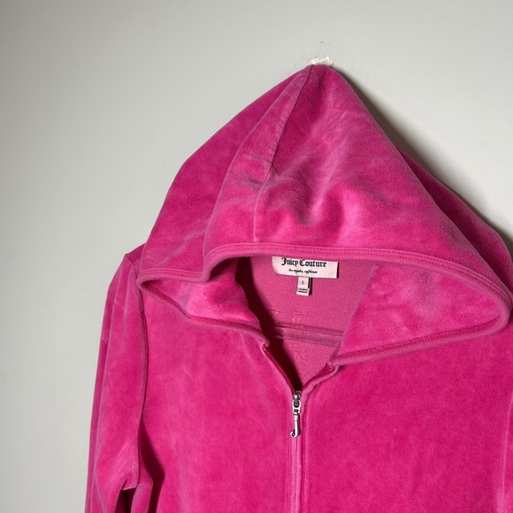 Juicy Couture Velour Hoodie‎ Full Zip Up Jacket We The Juicy Sequin Pink Large - Picture 7 of 13